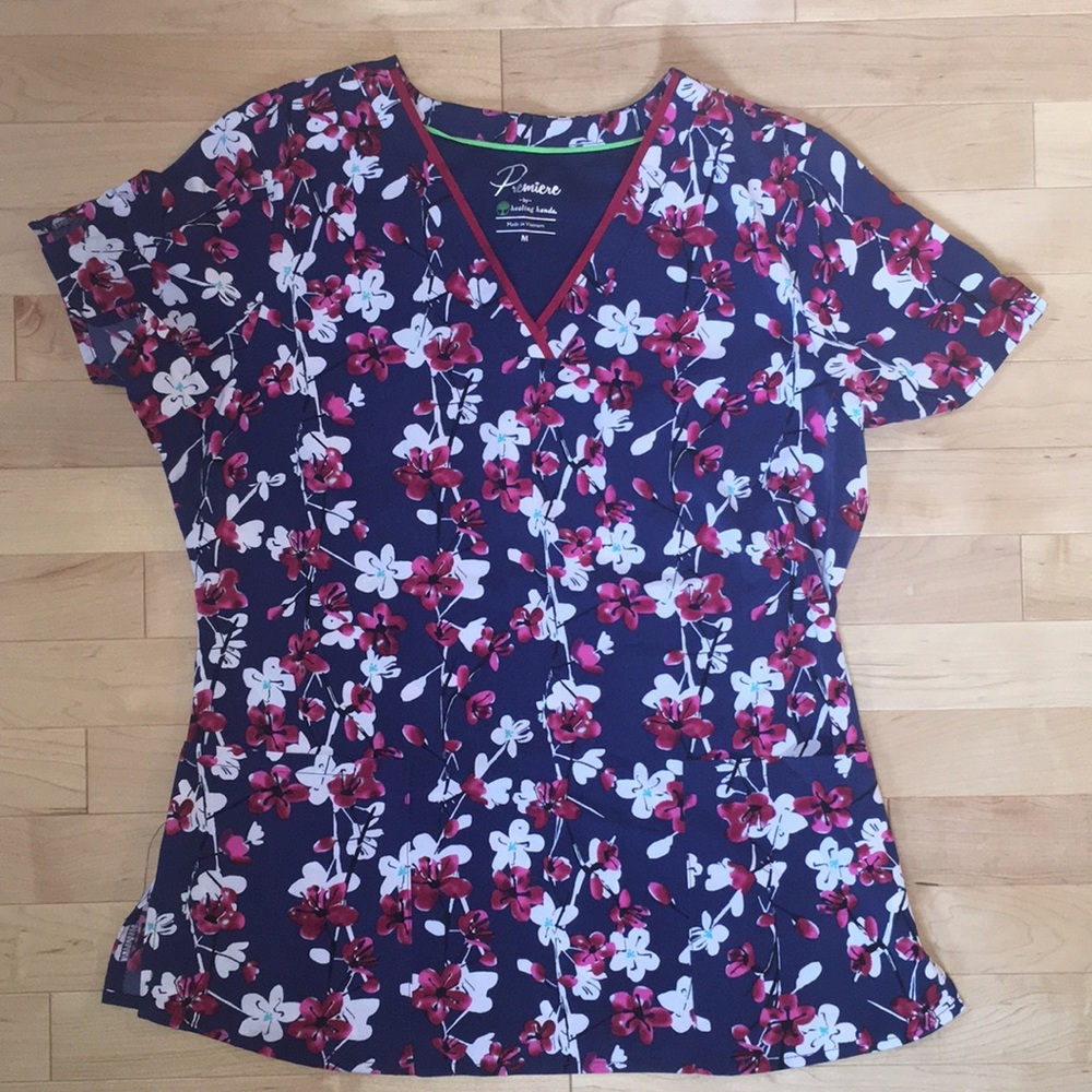 Premier By healing hands cherry blossom scrub top